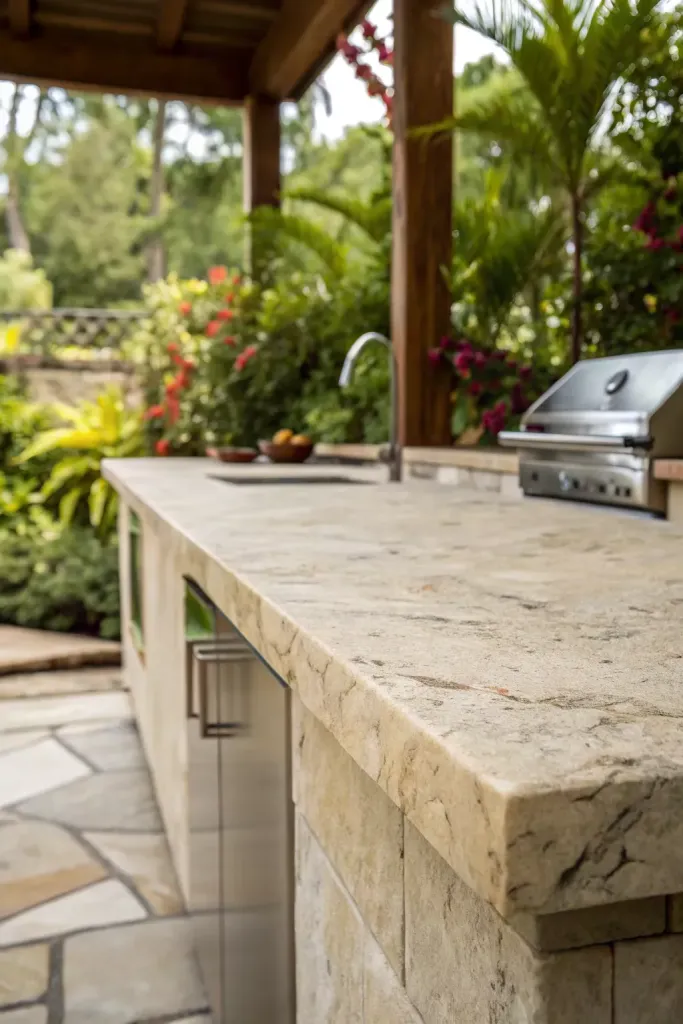 Granite countertop on an outdoor kitchen